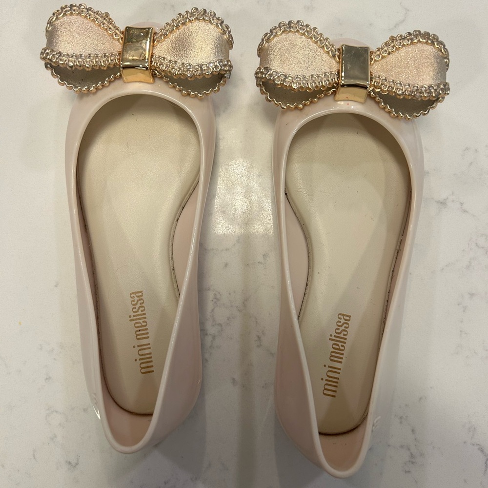 Mini Melissa Kid’s Cream Bow Flats
